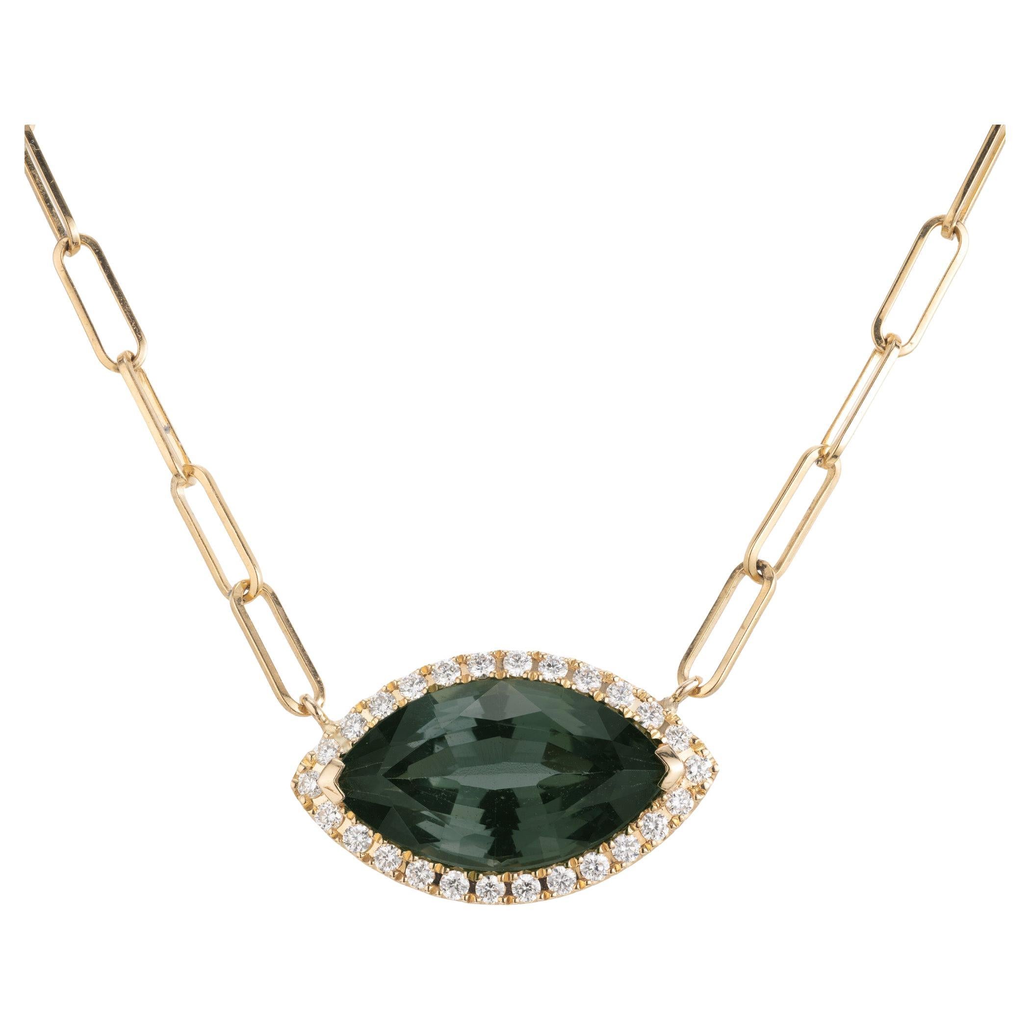 Peter Suchy GIA Collana con ciondolo in oro con zaffiro e diamante Marquise da 4,28 carati in vendita