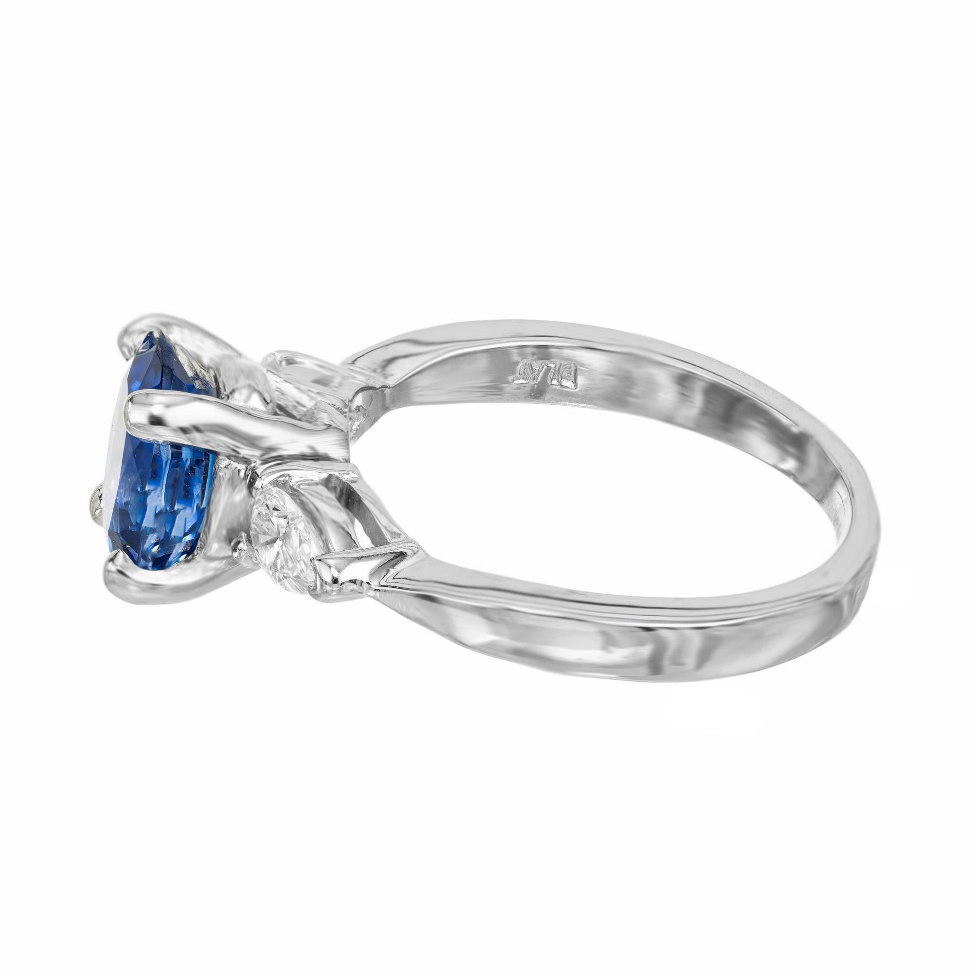 Women's Peter Suchy GIA Oval 2.02 Carat Sapphire Diamond Platinum Engagement Ring For Sale