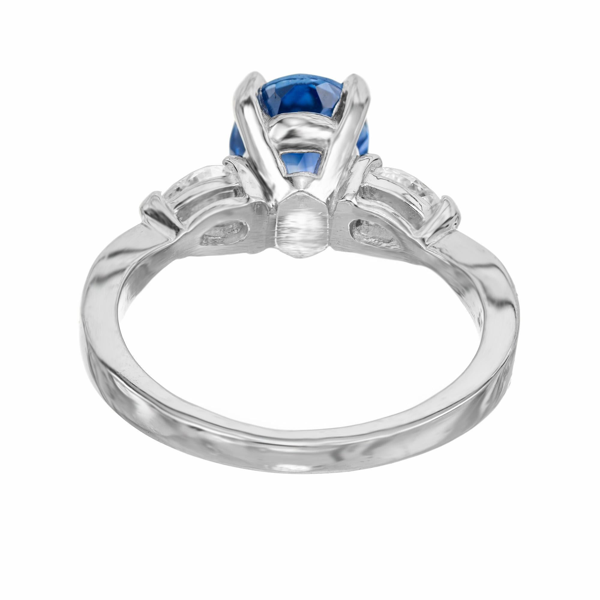Peter Suchy GIA Oval 2.02 Carat Sapphire Diamond Platinum Engagement Ring For Sale 1