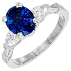 Peter Suchy GIA Oval 2.02 Carat Sapphire Diamond Platinum Engagement Ring