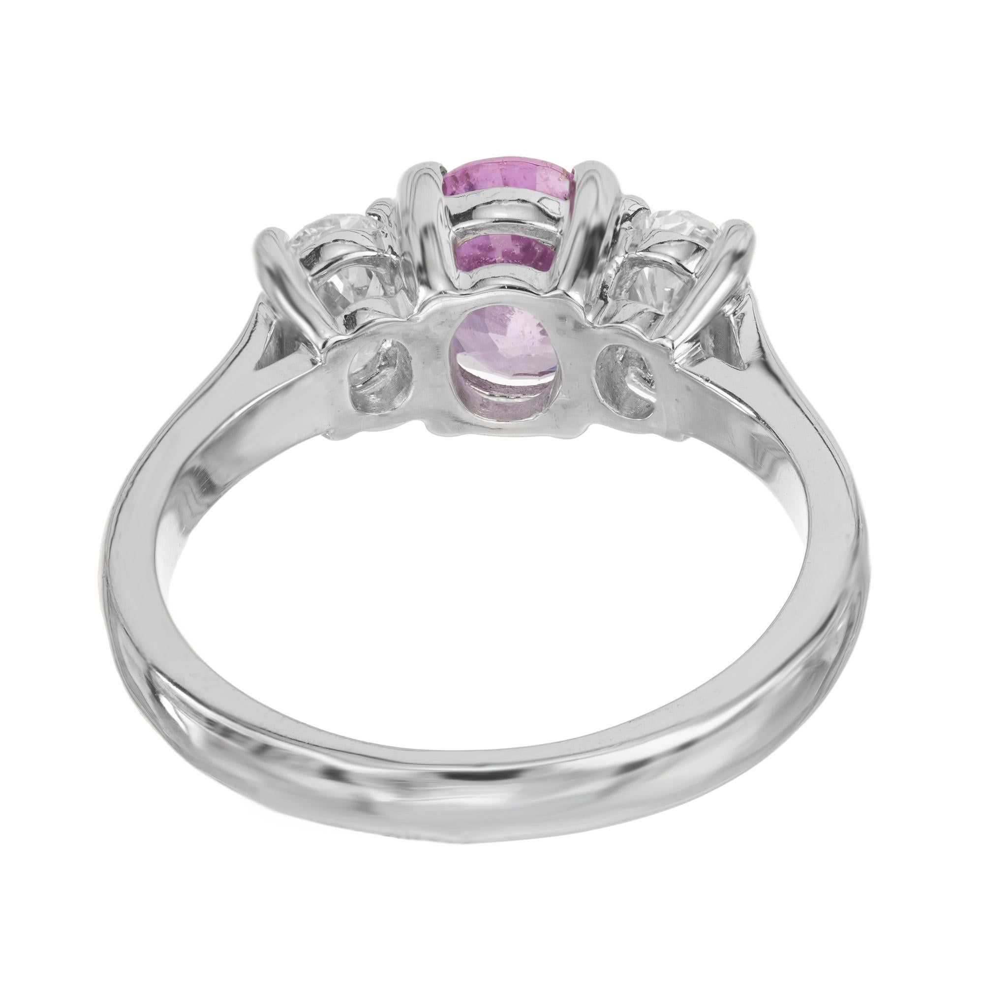 Women's Peter Suchy GIA Oval Sapphire Diamond Platinum Three-Stone Engagement Ring For Sale