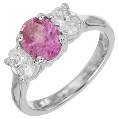 Peter Suchy GIA Anello di fidanzamento ovale zaffiro diamante platino a tre pietre