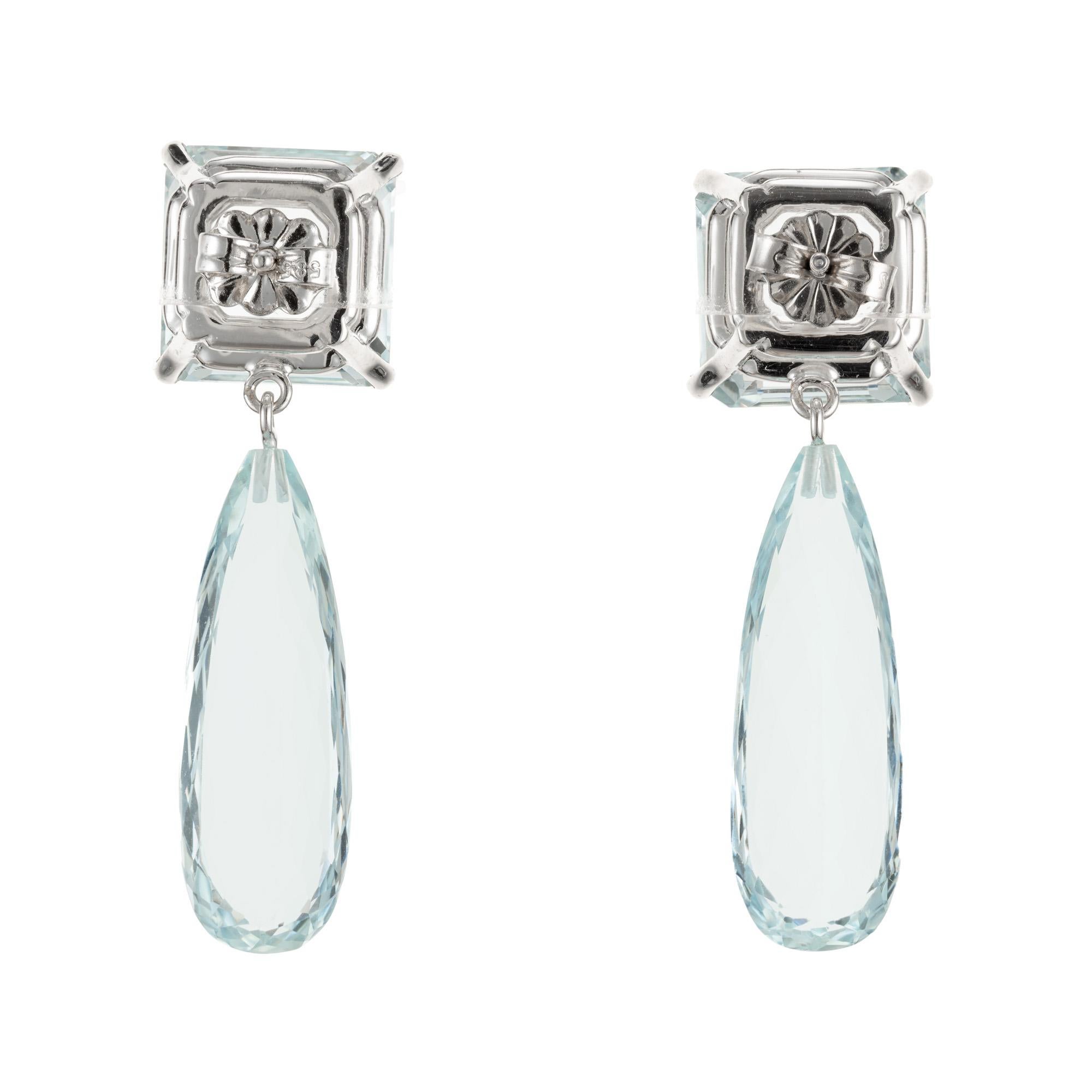 princess cut aquamarine earrings