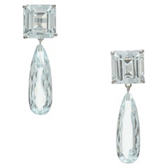 Peter Suchy Natural Untreated Aquamarine Gold Dangle Earrings