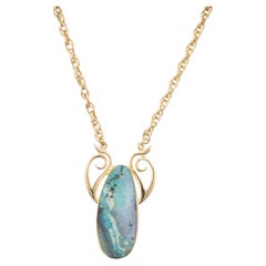 Dalben Design Oval Australian Boulder Opal and Rose Gold Necklace For ...