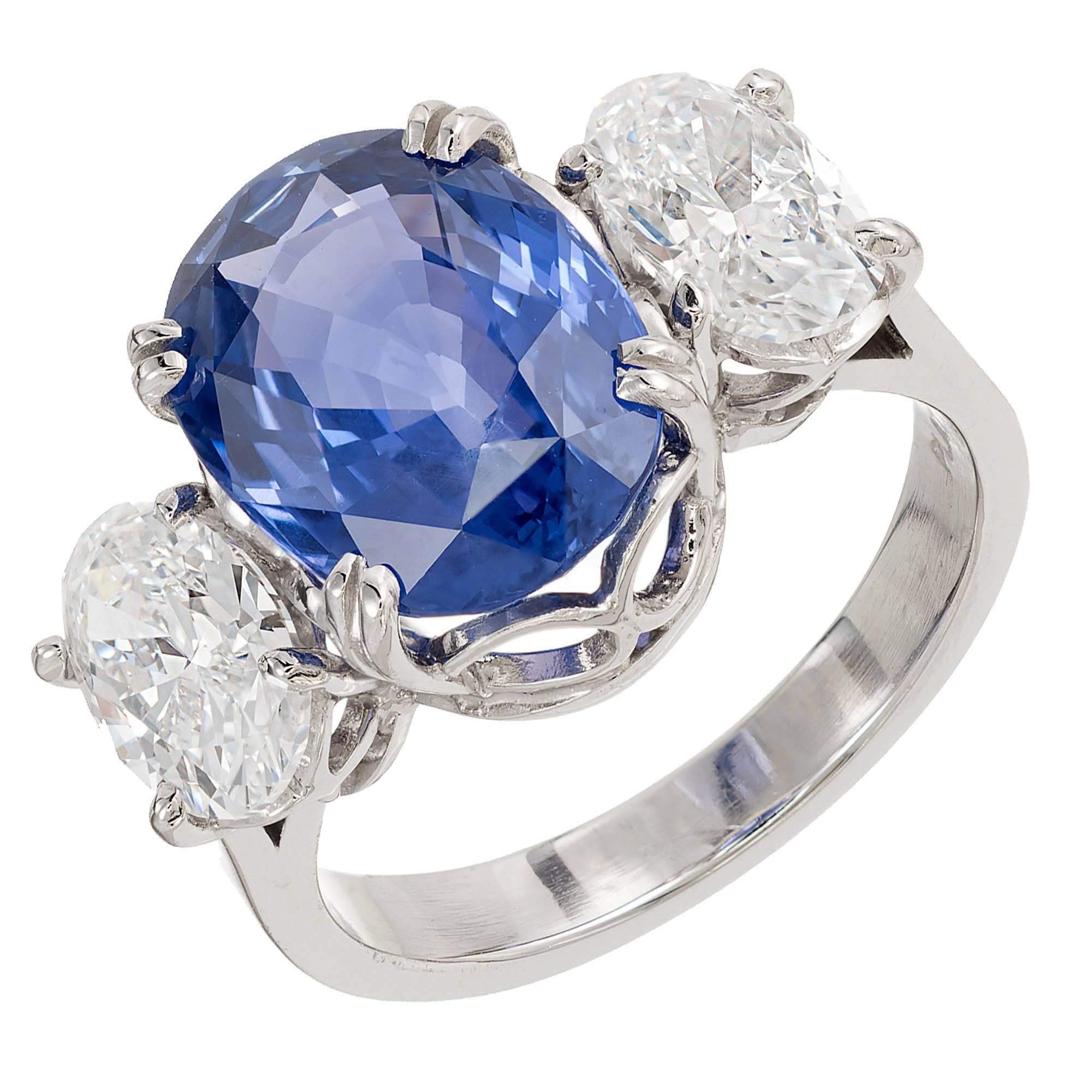 Peter Suchy 5.86 Carat Oval Violet Sapphire Diamond Platinum Engagement Ring