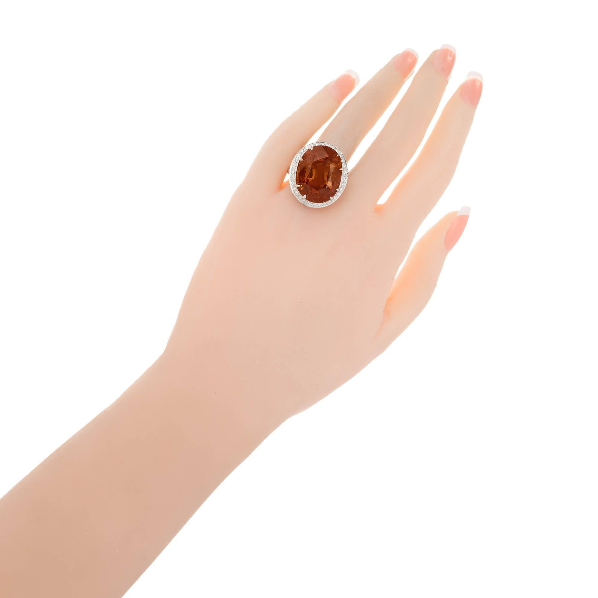 Peter Suchy 26.79 Carat Brown Tourmaline Diamond Halo Gold Cocktail Ring For Sale 2