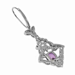 Peter Suchy 2.59 Carat Purple Sapphire Diamond Dangle Platinum Earrings