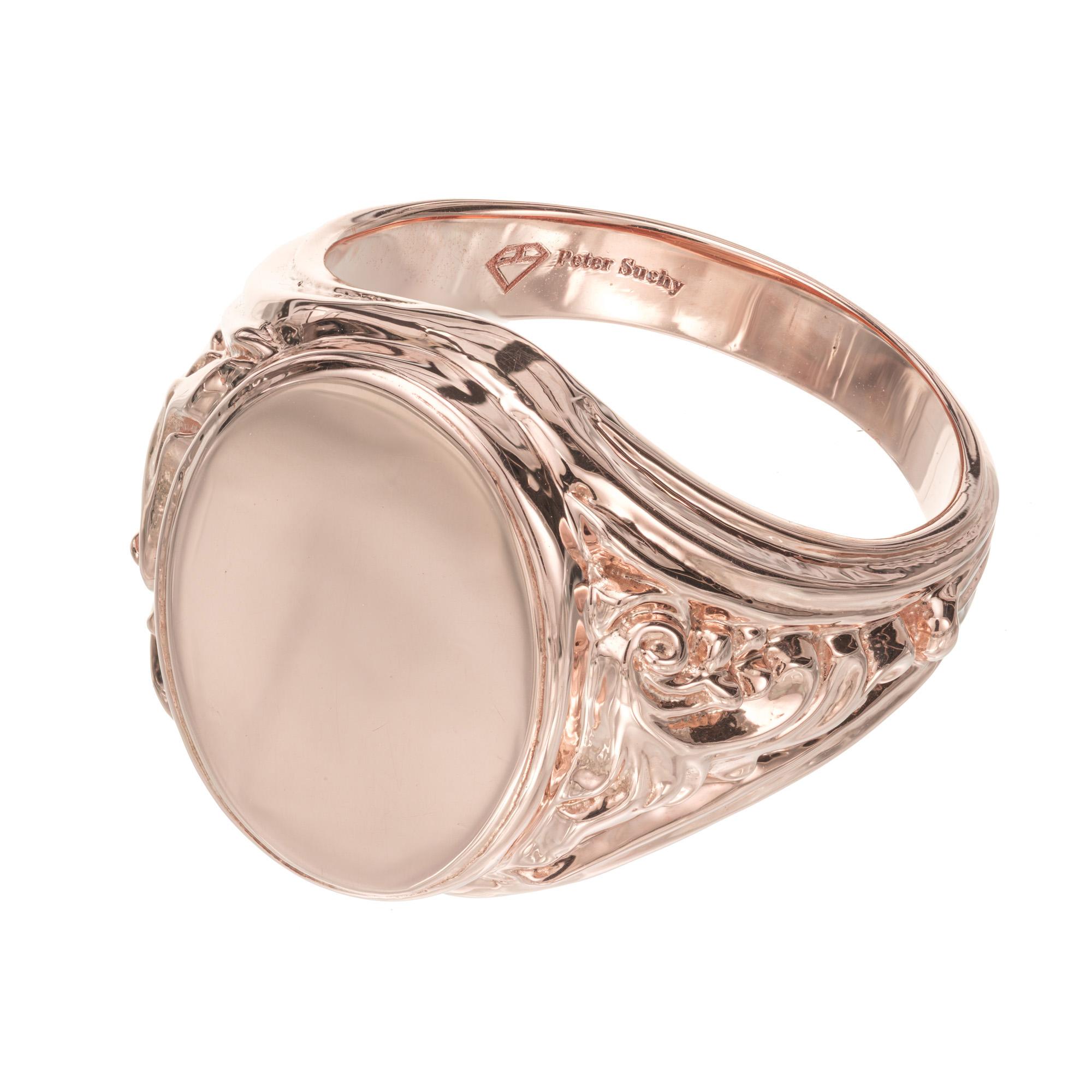 Peter Suchy Rose Gold Antique Inspired Men's Signet Ring  In New Condition In Stamford, CT