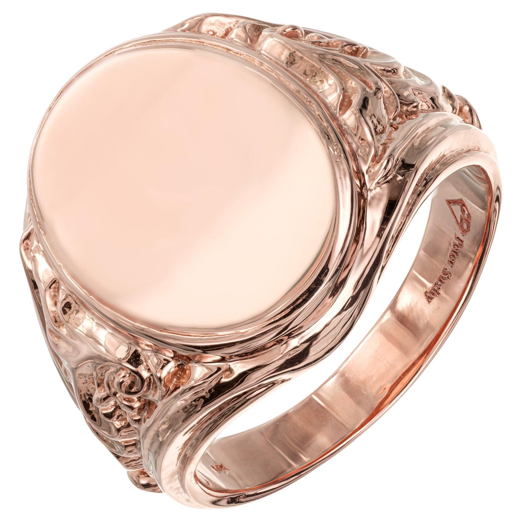 Peter Suchy Rose Gold Antique Inspired Men's Signet Ring 