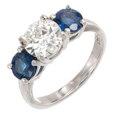 Peter Suchy 3.21 Sapphire Diamond Three-Stone Platinum Engagement Ring