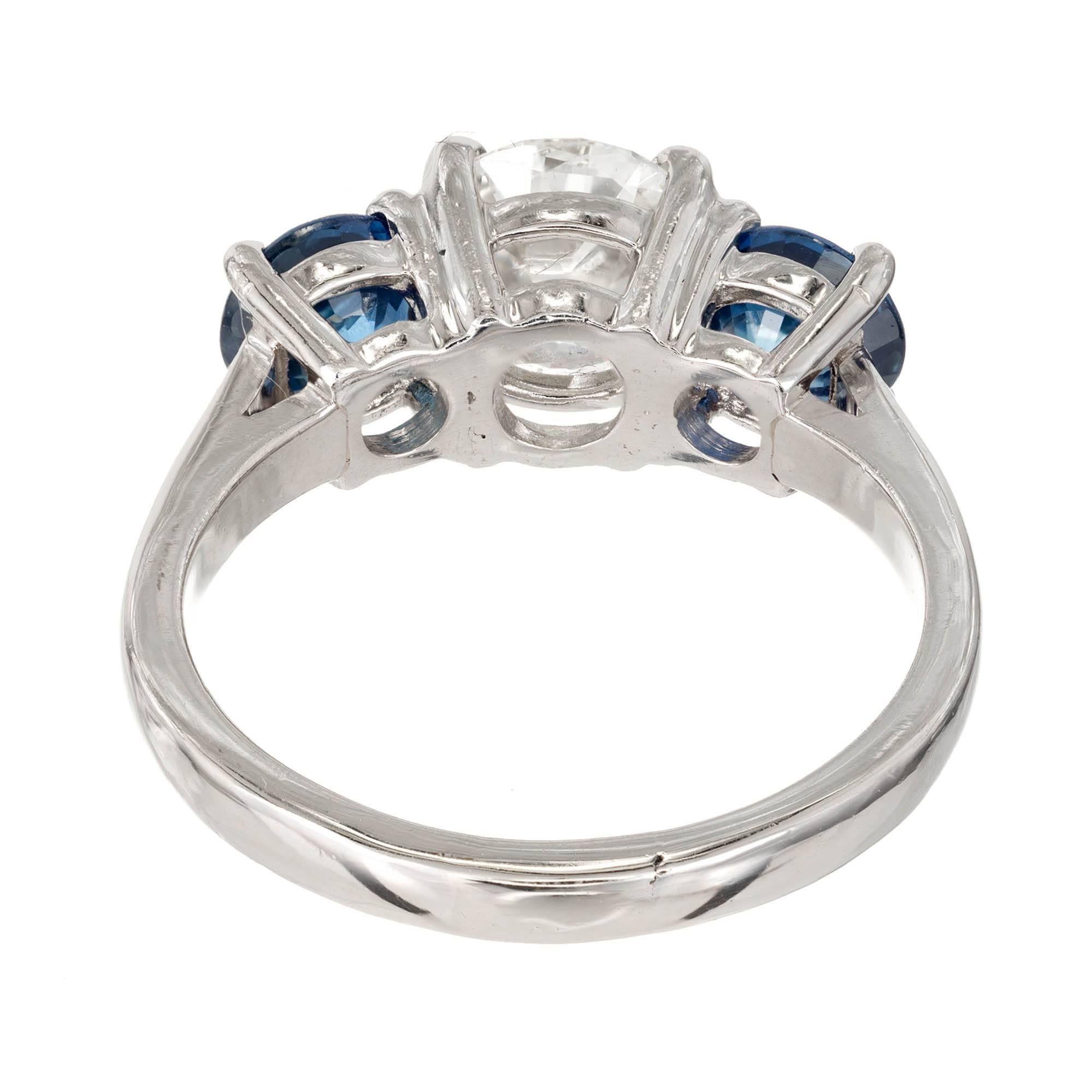 Peter Suchy 3.21 Sapphire Diamond Three-Stone Platinum Engagement Ring 2