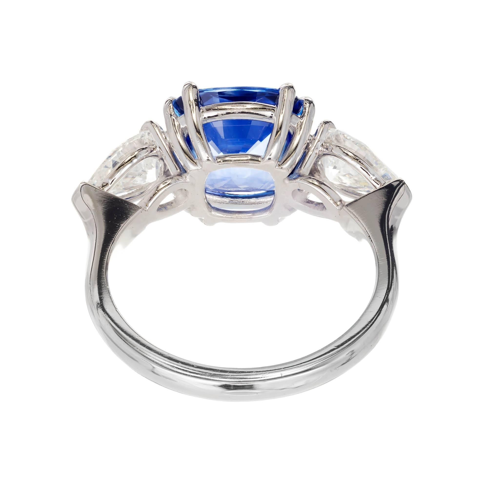 Peter Suchy 4.50 Carat Sapphire Diamond Platinum Three-Stone Engagement Ring For Sale 1