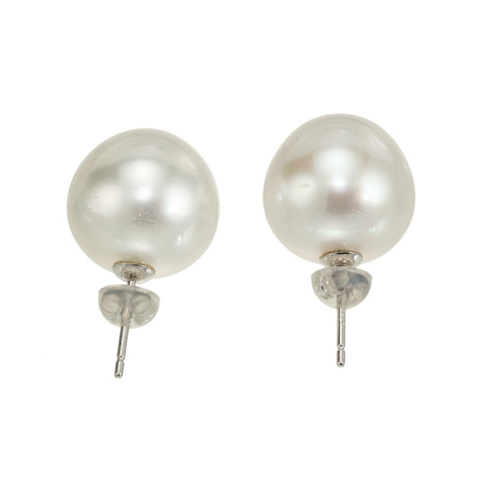 Peter Suchy South Sea Cultured Pearl White Gold Earrings In New Condition For Sale In Stamford, CT
