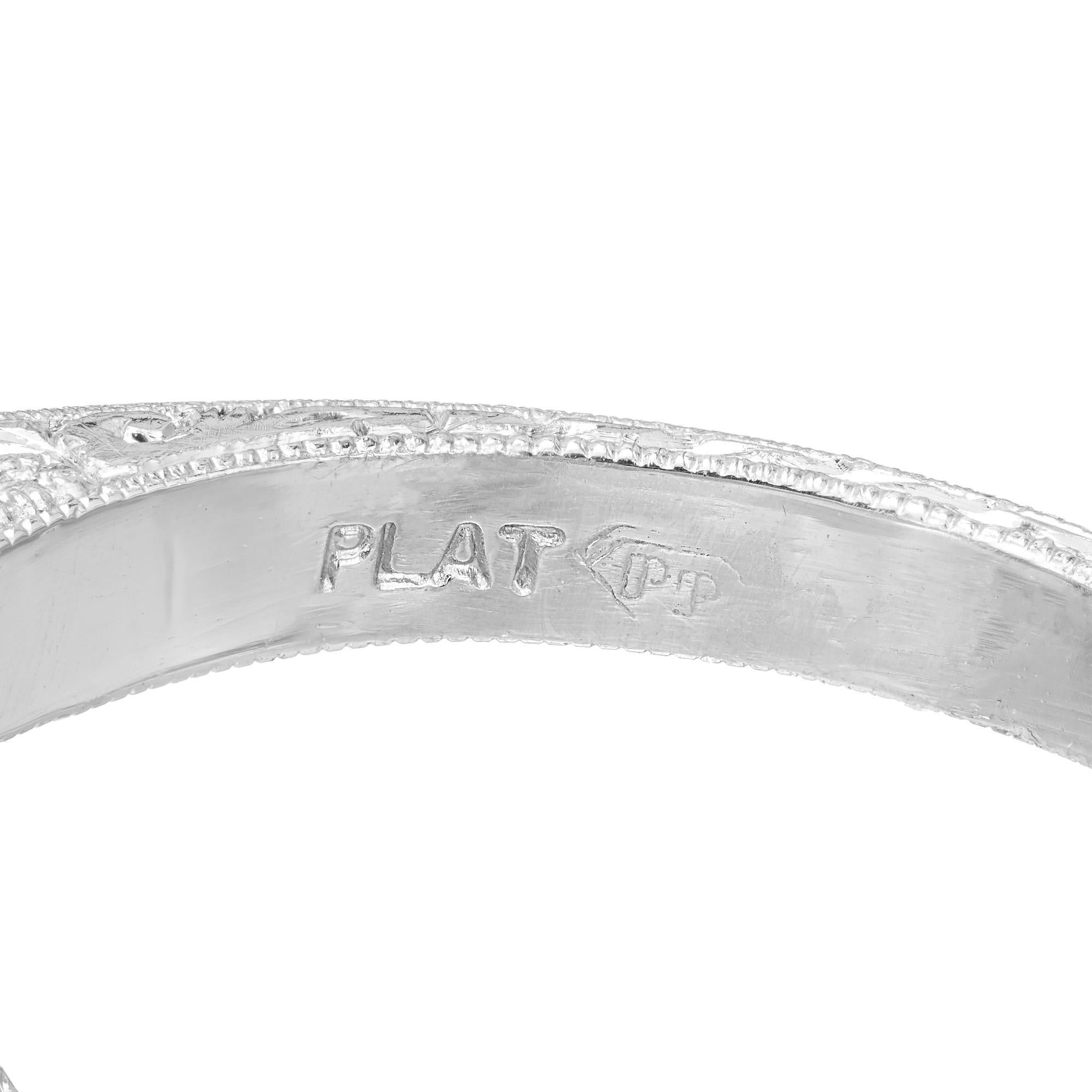 Women's Peter Suchy Three Stone Old European Cut Diamond Platinum Engagement Ring For Sale