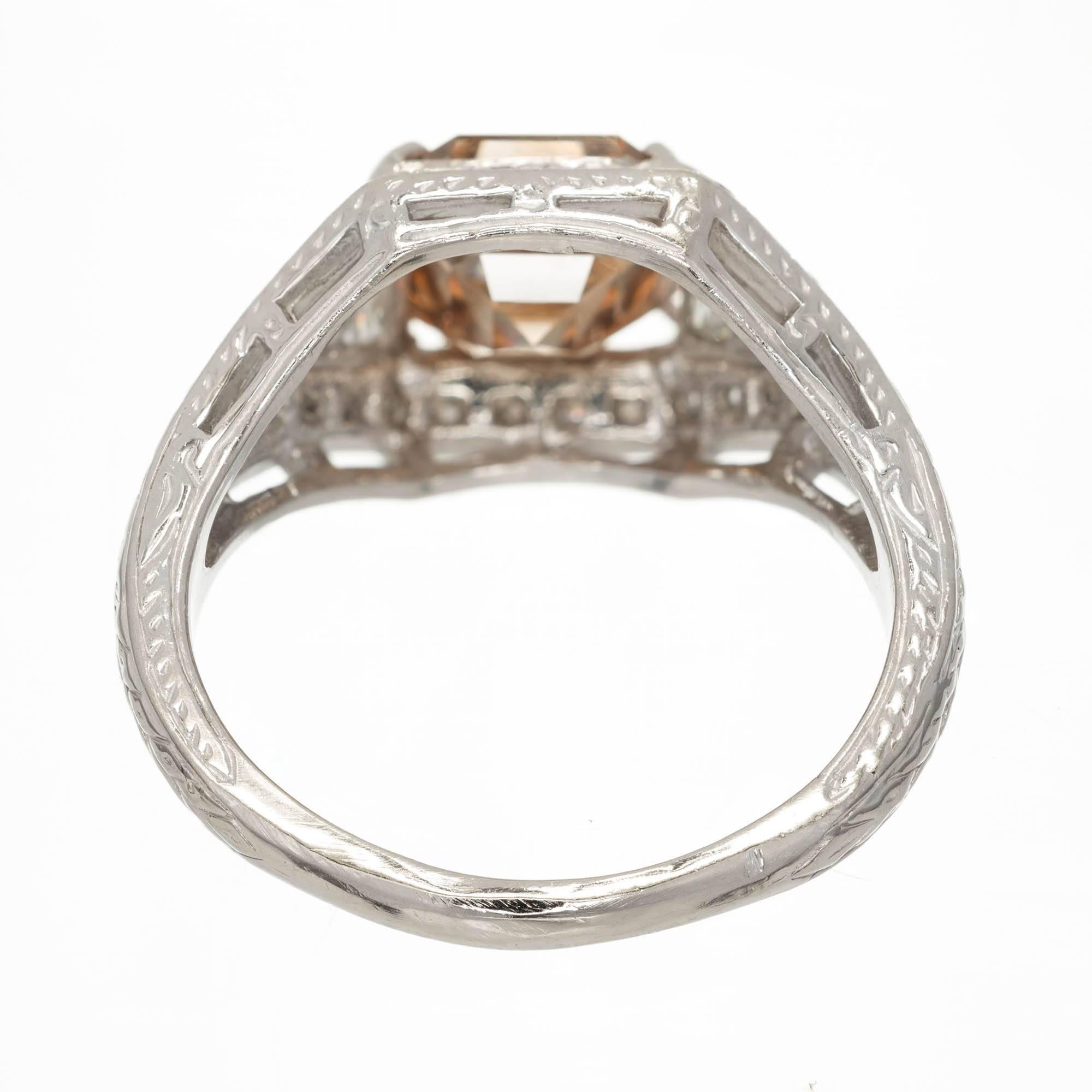 Peter Suchy Bague de fiançailles en platine avec diamant brun certifié GIA de 2,00 carats Pour femmes en vente