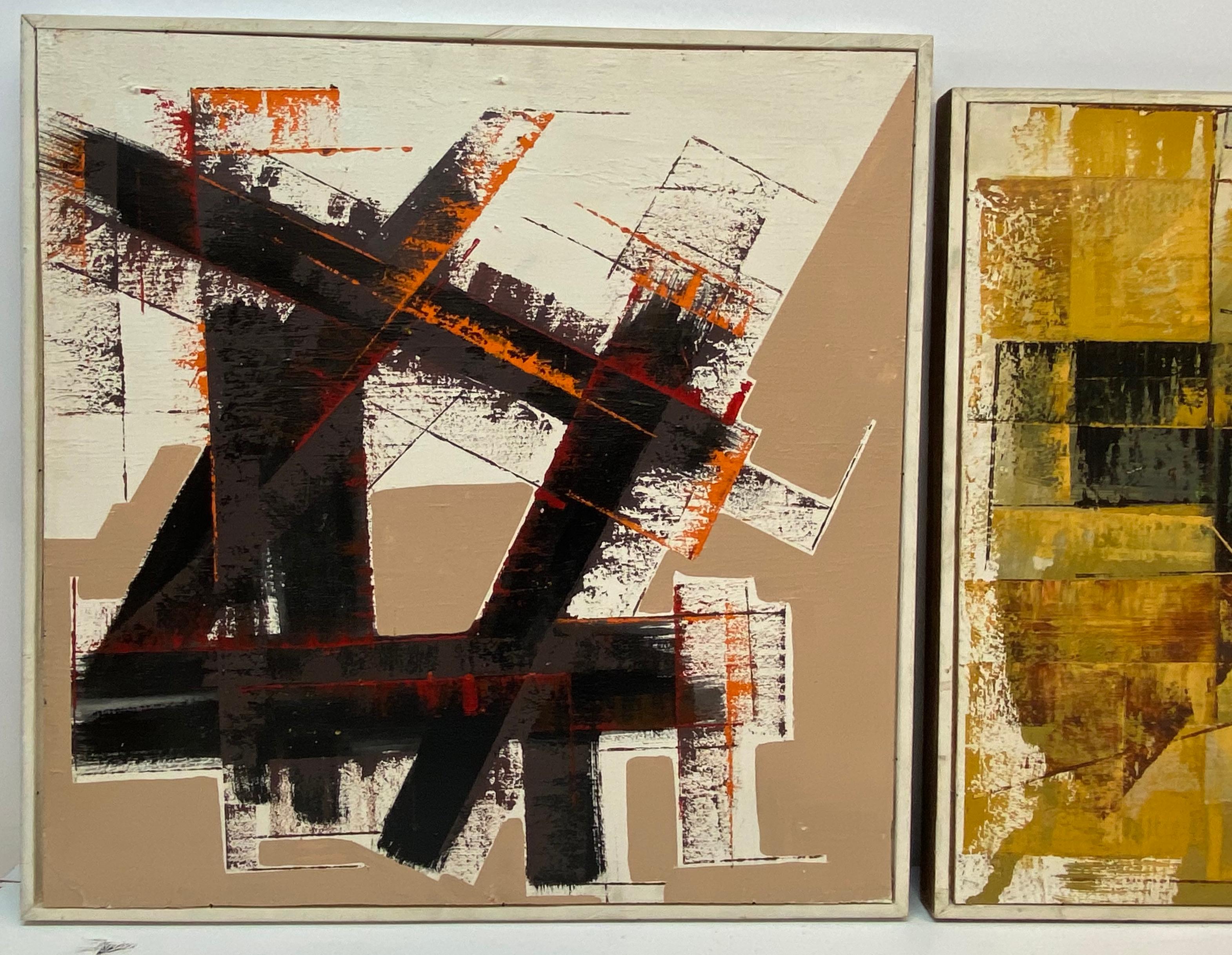 Peter Sword Vintage Abstract Triptych Oil Paintings C.1970s

Oil on recycled wood panels

Each painting varies slightly in size

Largest dimensions 24.5