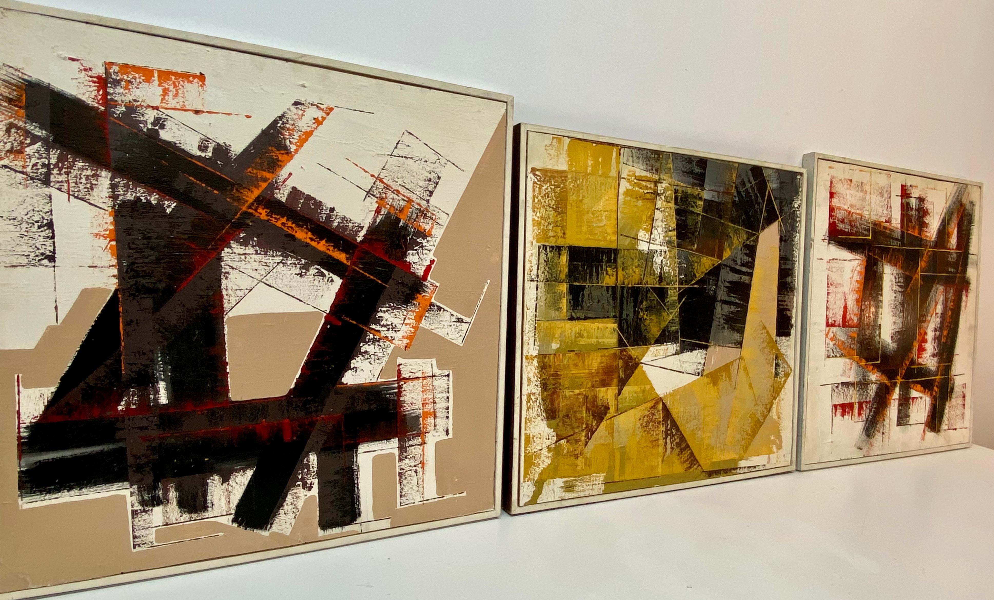 Peter Sword Vintage Abstract Triptych Oil Paintings C.1970s For Sale 1
