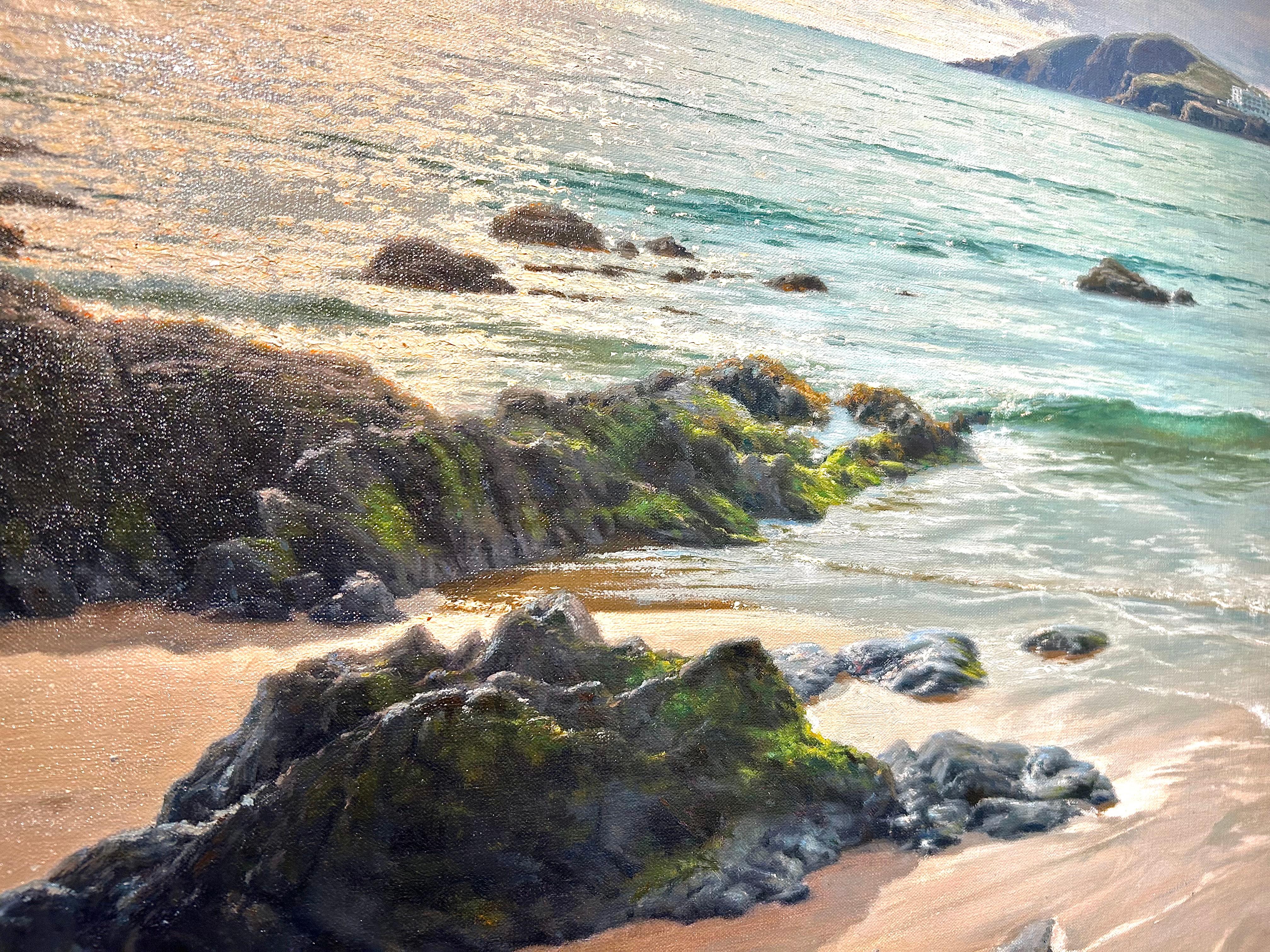 Burgh Island from Bantham, Devon - Contemporary Painting by Peter Symonds