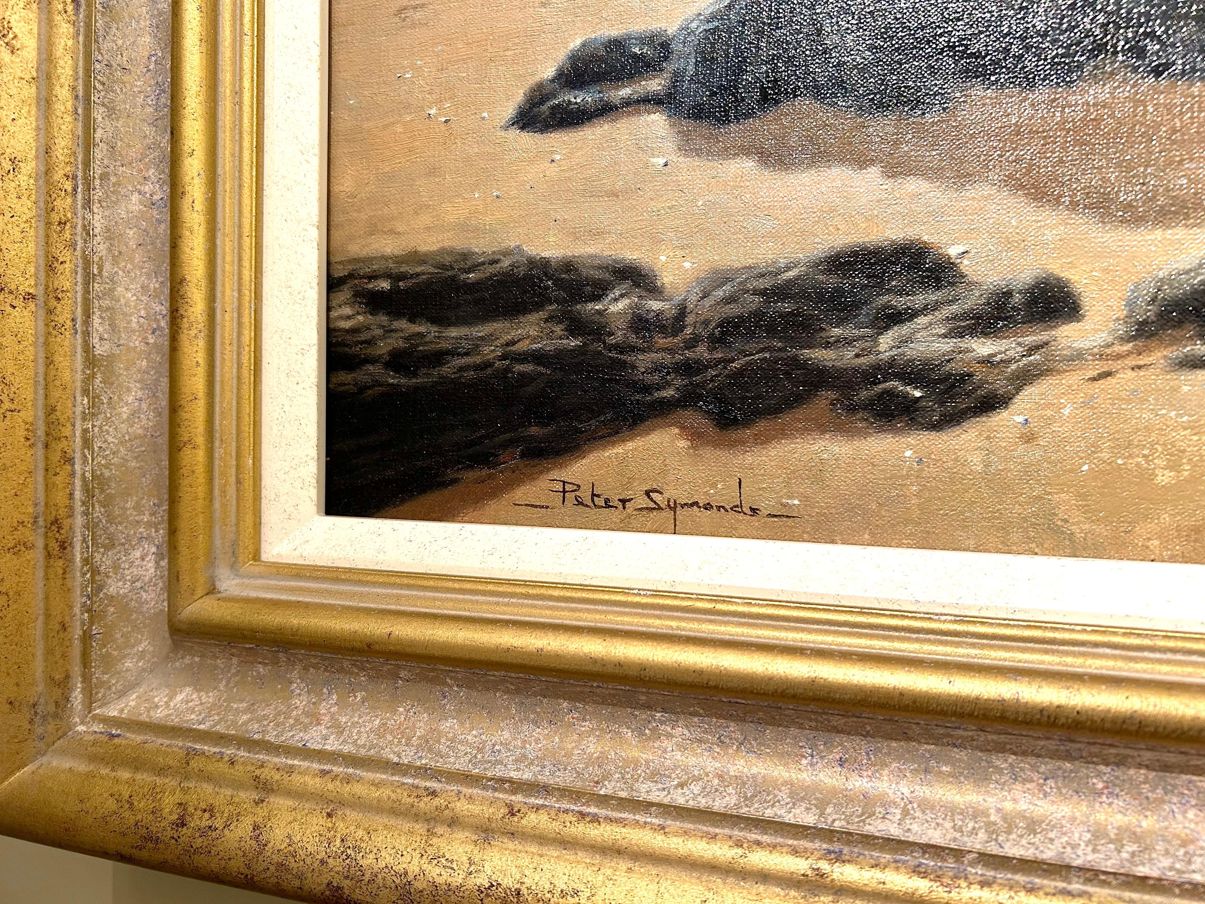 Burgh Island from Bantham, Devon - Gray Landscape Painting by Peter Symonds