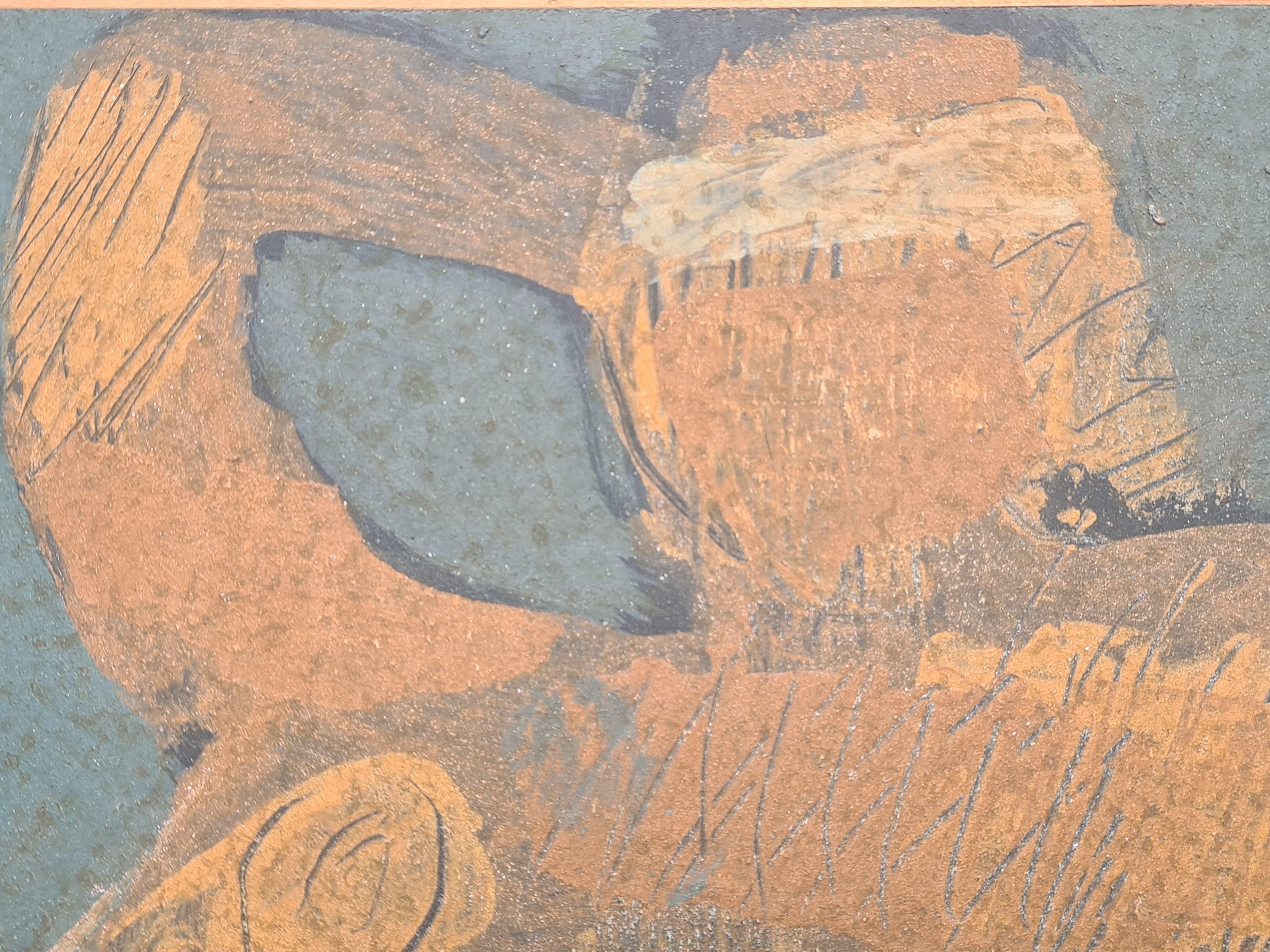 Nude Female Figure Reclining, Mixed Media, Femme Allongée For Sale 5