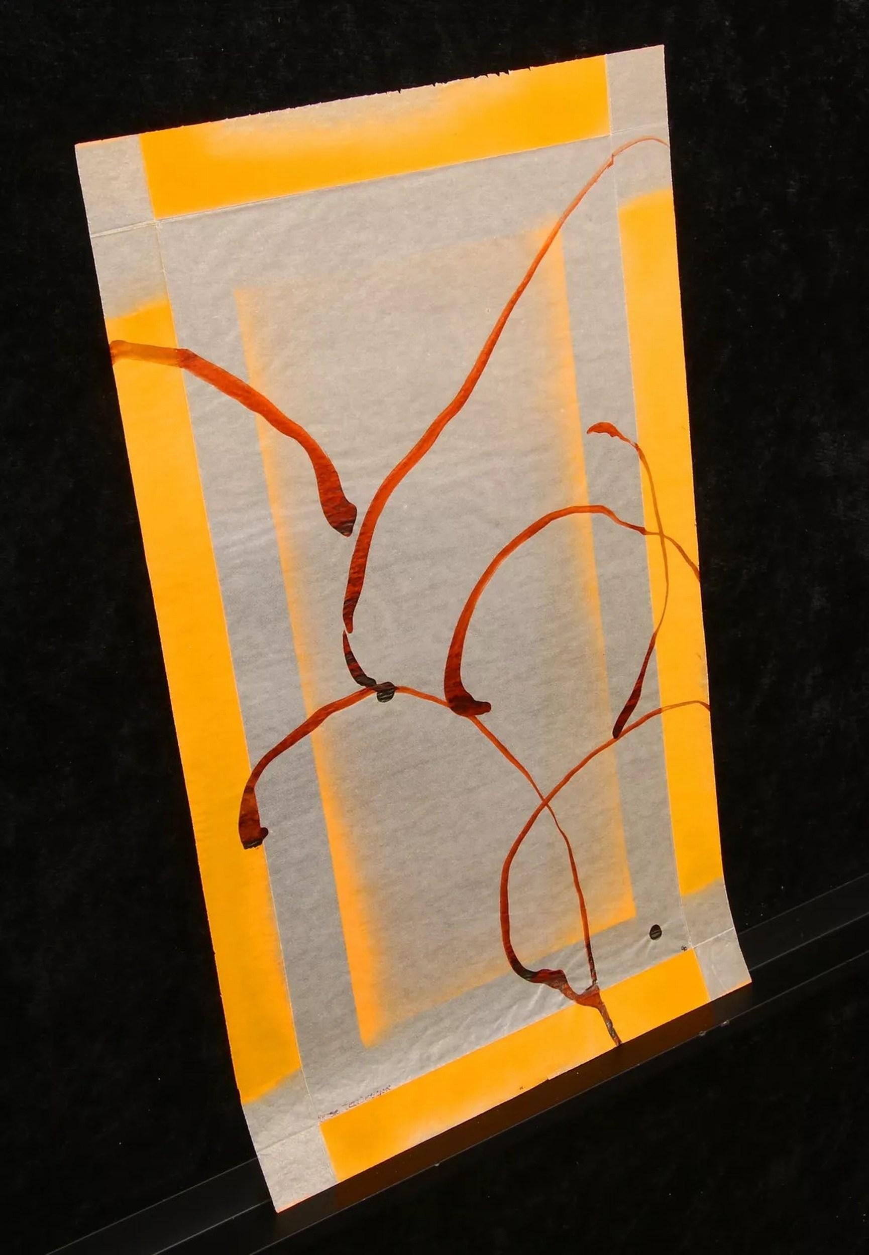 Sans Titre (Gestural Abstract, Yellow, Gold, Red, Expressionism, ~30% OFF) For Sale 1