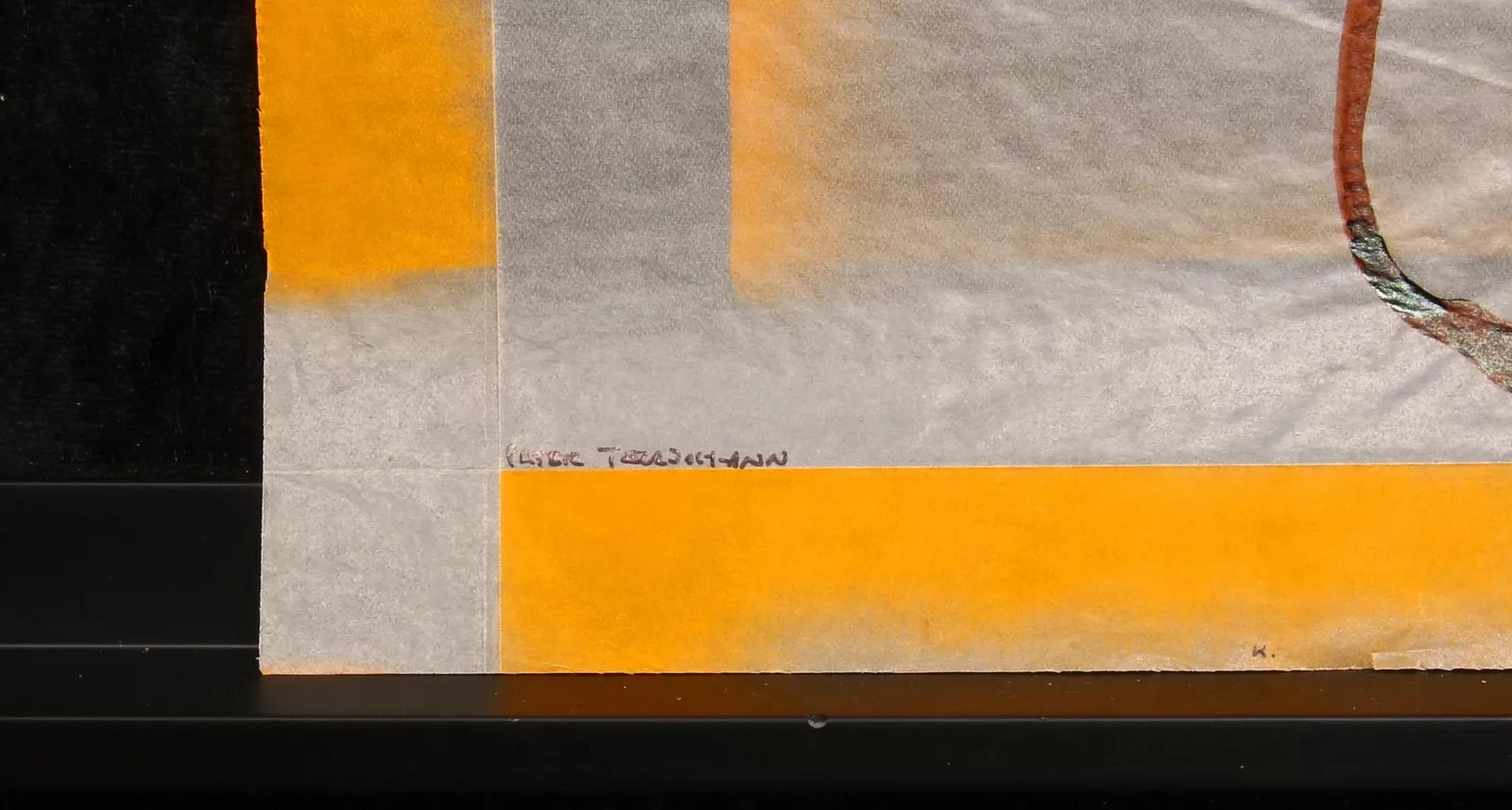 Sans Titre (Gestural Abstract, Yellow, Gold, Red, Expressionism, ~30% OFF) For Sale 2