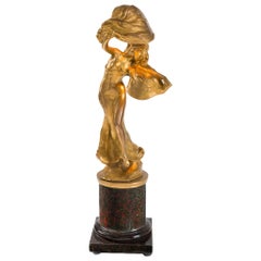 Peter Tereszczuk "Loïe Fuller" Lighted Gilt Bronze Sculpture
