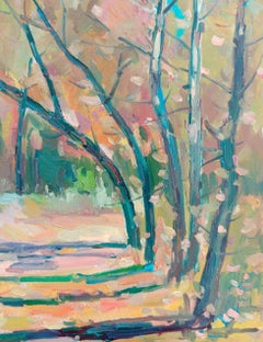 Herbst Alley Landscape Impressionismus, Original Ölgemälde, hängefertig