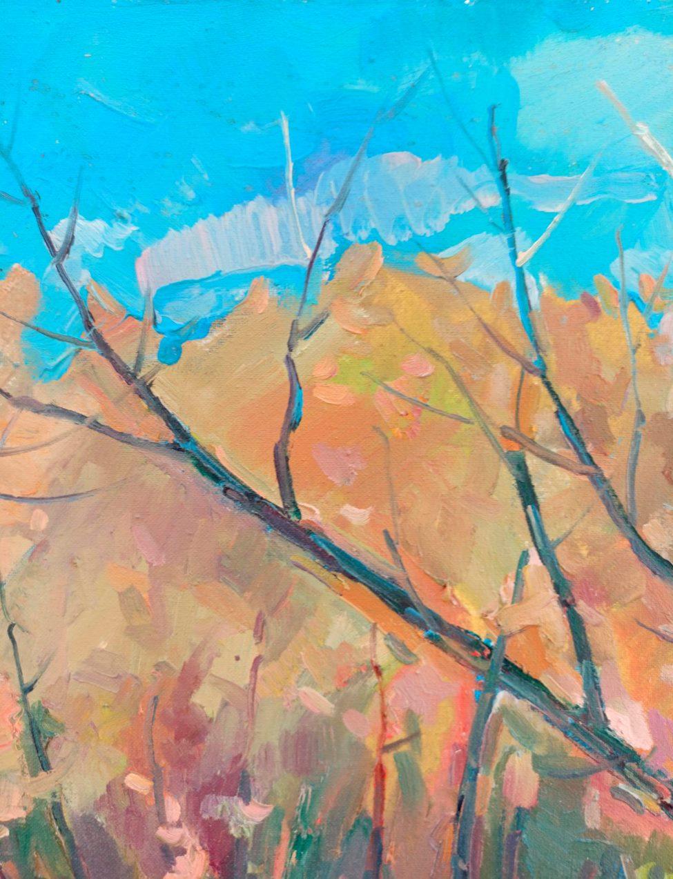Paisaje callejón otoñal Impresionismo, Pintura al óleo original, Lista para colgar en venta 1
