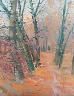 Herbstwald, Landschafts-Impressionismus, Original-Ölgemälde in Öl, hängefertig