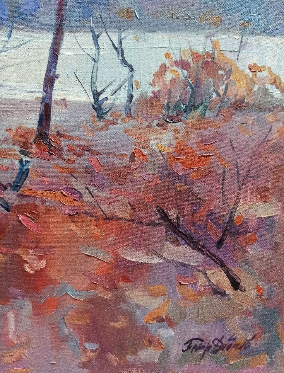 Artist: Peter Tovpev
Work: Original oil painting, handmade artwork, one of a kind 
Medium: Oil on Canvas 
Year: 2013
Style: Impressionism
Title: Autumn Landscape
Size: 27.5