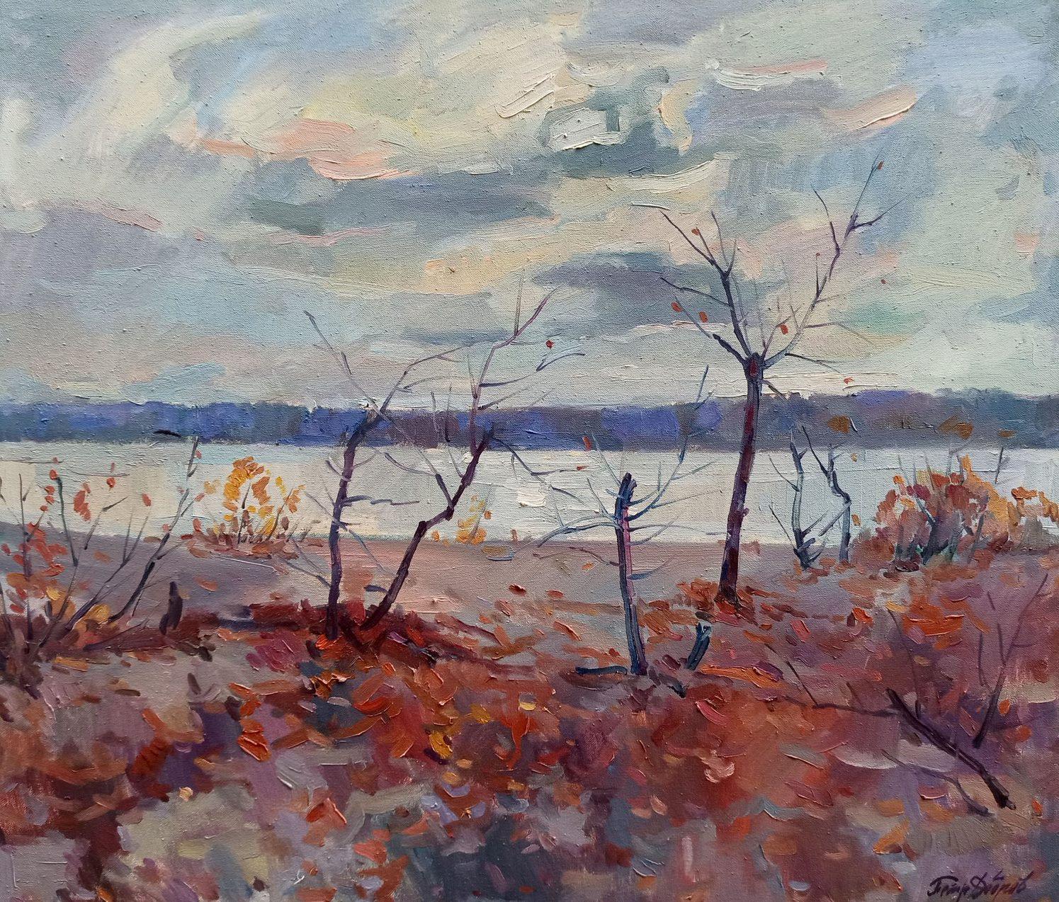 Peter Tovpev Landscape Painting - Autumn Landscape, Original oil Painting, Ready to Hang