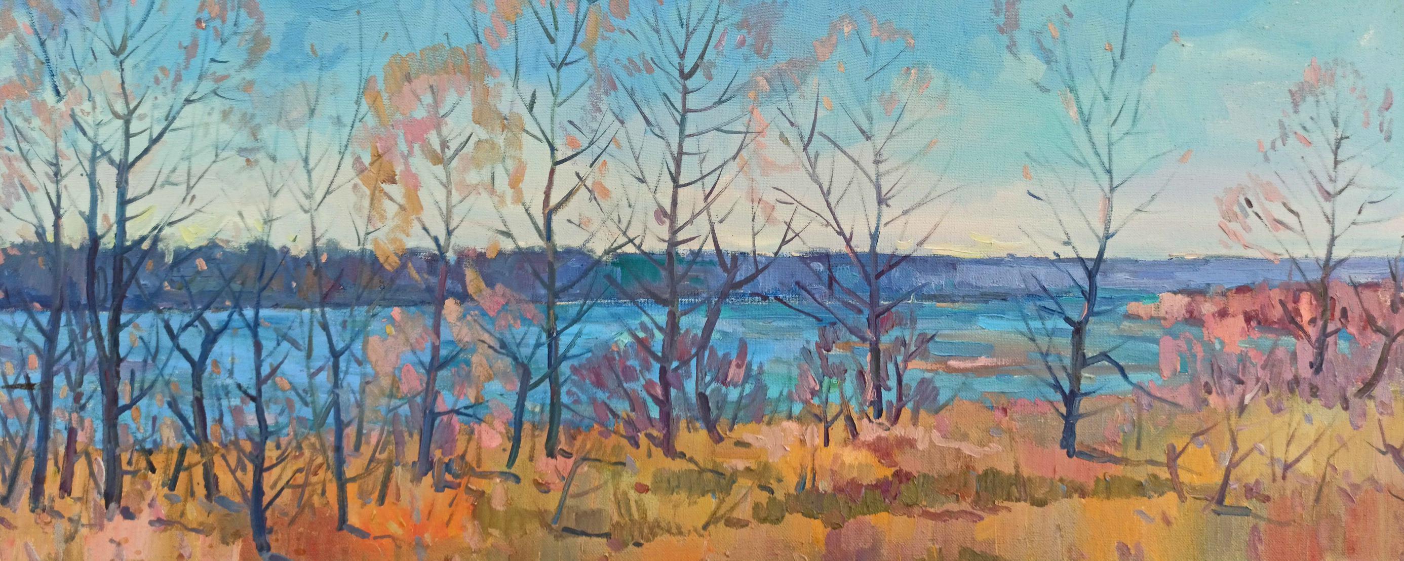 Peter Tovpev Landscape Painting - Autumn Landscape, Impressionism, Original oil Painting, Ready to Hang