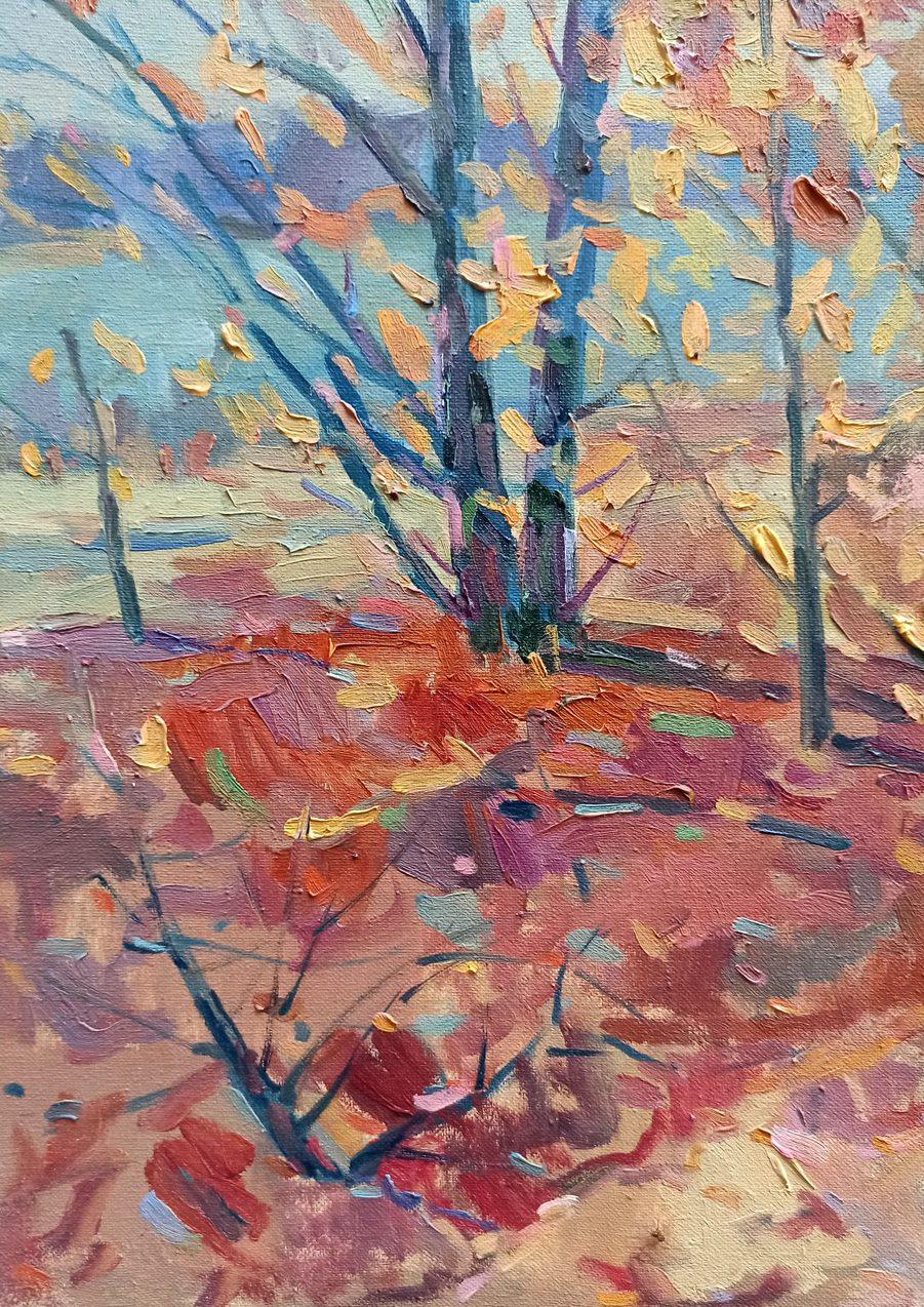 Autumn Sunny Day, Landscape, Original oil Painting, Ready to Hang For Sale 1