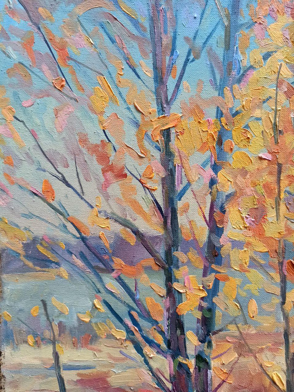 Autumn Sunny Day, Landscape, Original oil Painting, Ready to Hang For Sale 3