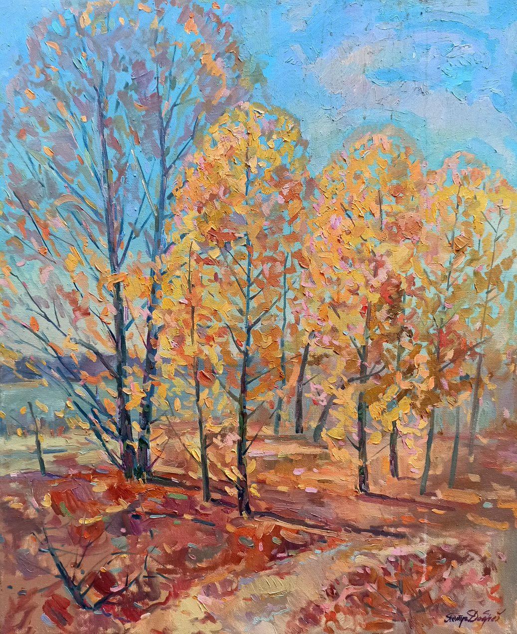 Paysage d'automne, peinture à l'huile originale, prête à être accrochée