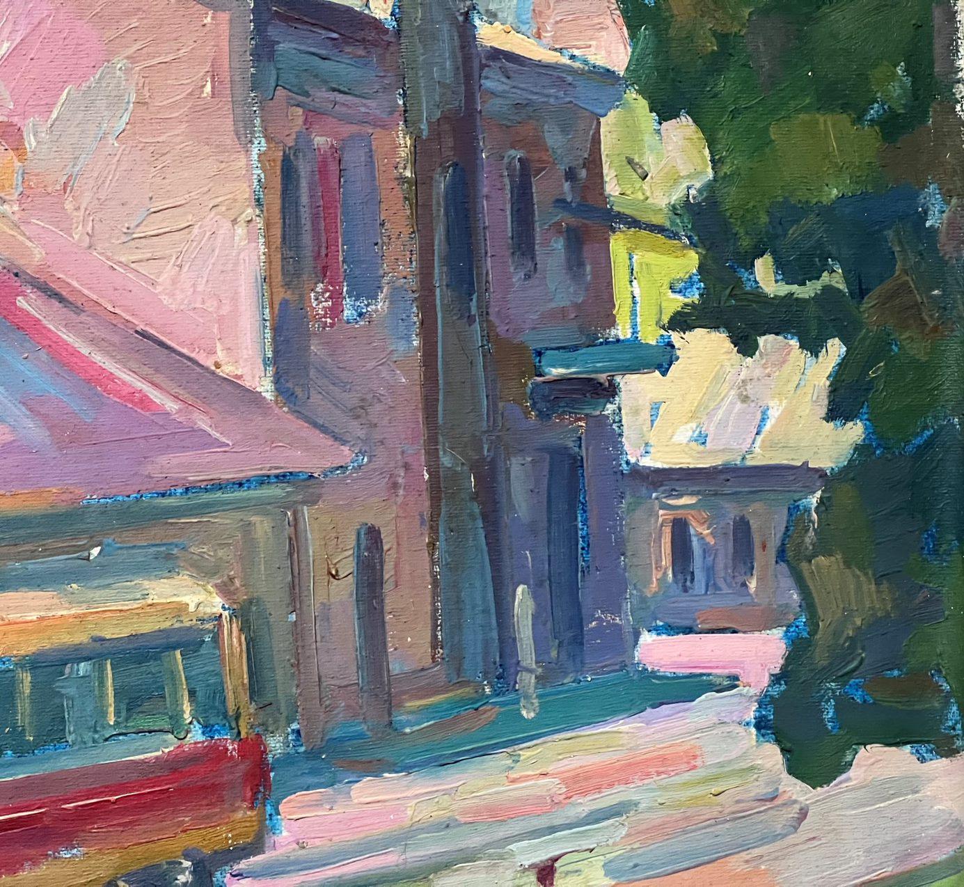 Artista: Peter Tovpev
Lavoro: Pittura a olio originale, opera d'arte fatta a mano, unica nel suo genere 
Mezzo: Olio su tela 
Anno: 2009
Stile: Impressionismo
Titolo: Fermata dell'autobus
Dimensioni: 21,5