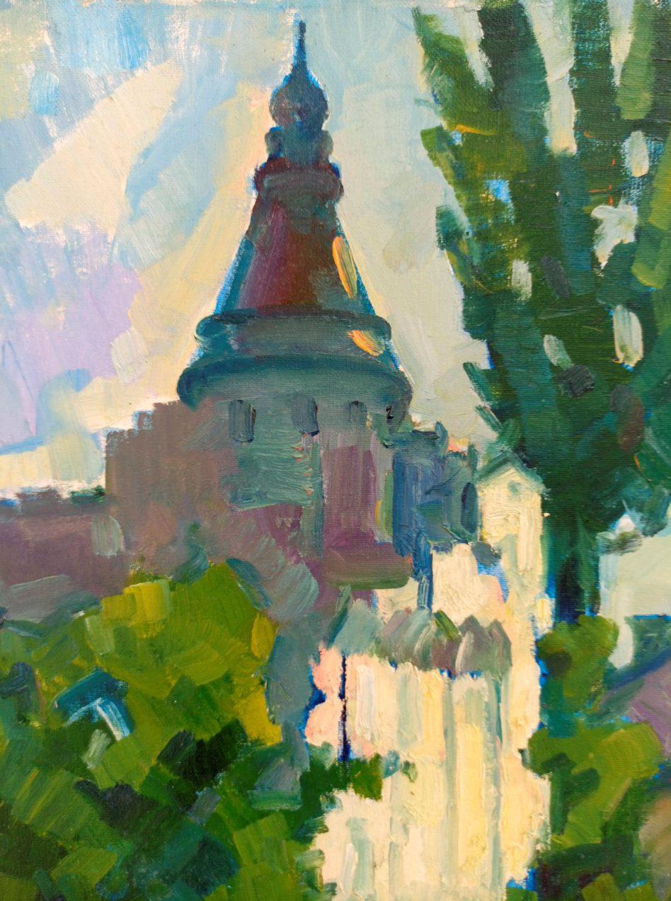 Paesaggio urbano, Impressionismo Pittura ad olio originale, pronta da appendere in vendita 2