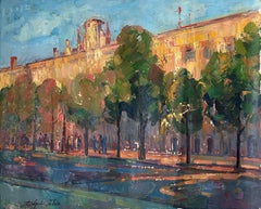 Evening in the City, Impressionism, Original oil Painting, Ready to Hang