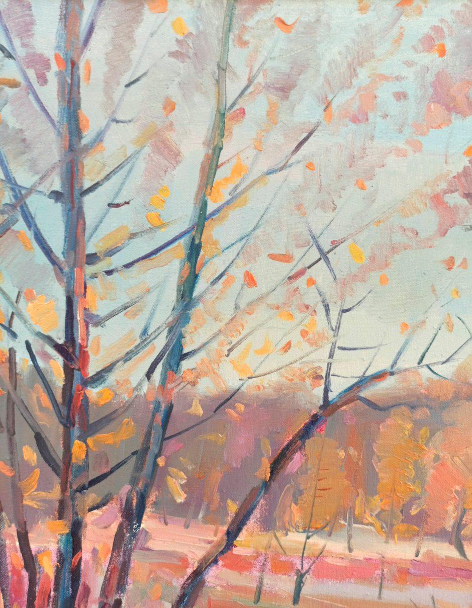 Forest Landscape, Trees, Original oil Painting, Ready to Hang - Brown Landscape Painting by Peter Tovpev