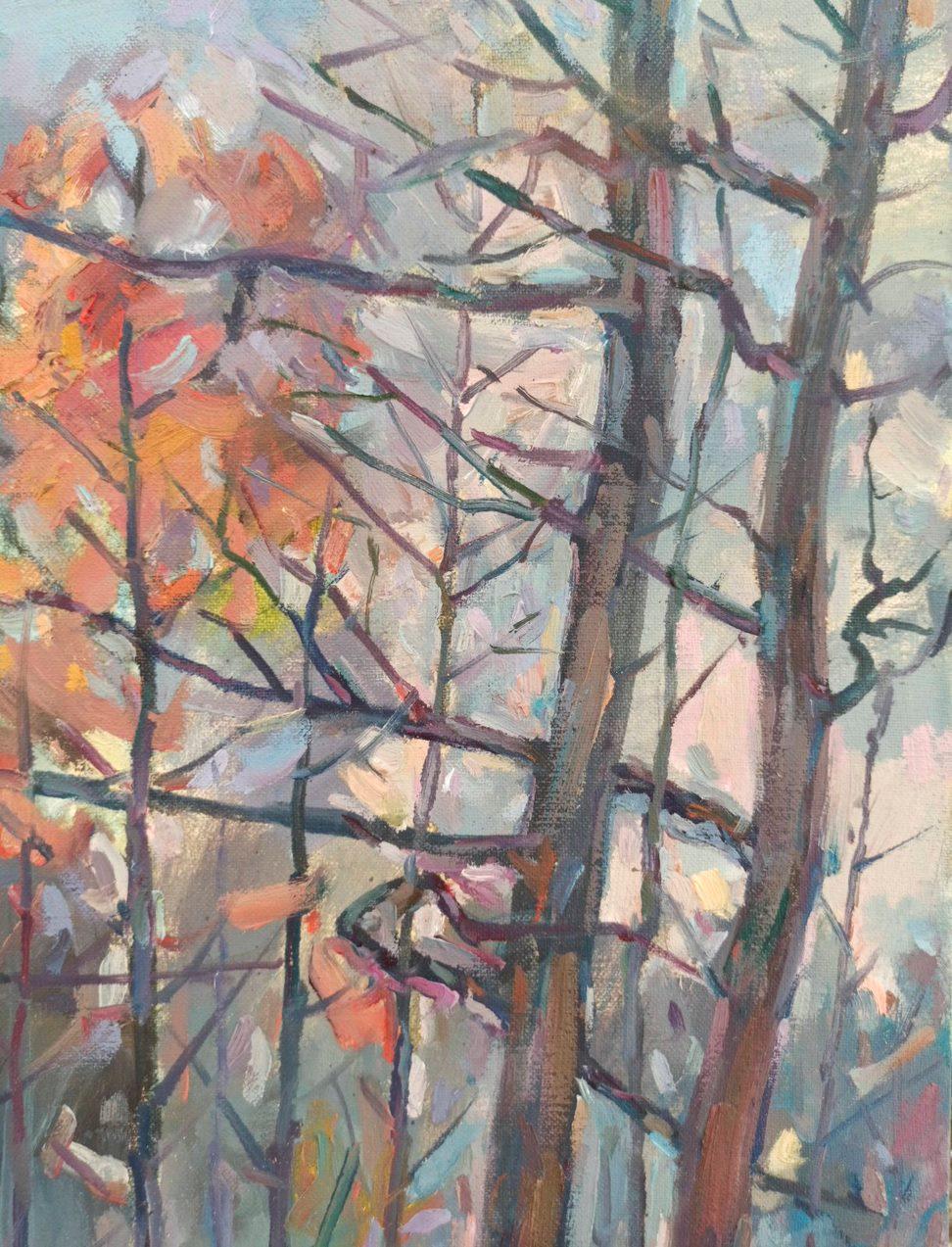 Forest landscape, Impressionism, Original oil Painting, Ready to Hang For Sale 2