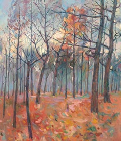 Forest landscape, Impressionismus, Original-Ölgemälde in Öl, hängefertig