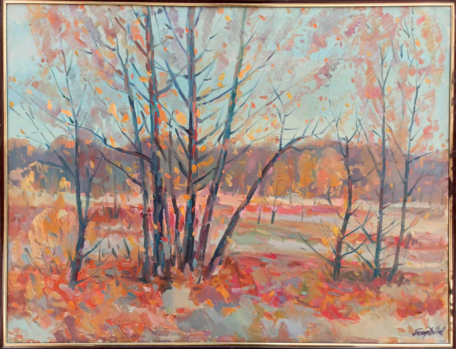 Peter Tovpev Landscape Painting - Forest Landscape, Trees, Original oil Painting, Ready to Hang