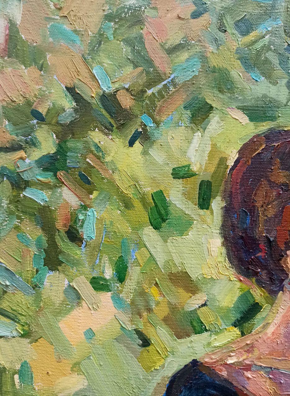 Girl in the Garden, Original oil Painting, Ready to Hang For Sale 5