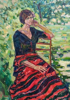 Girl in the Garden, Original oil Painting, Ready to Hang