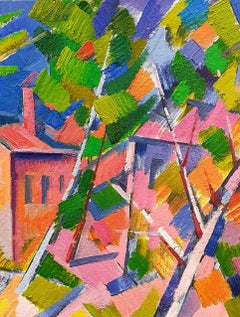 Houses in the Forest, Pablo Picasso, Cubism Original oil Painting, Ready to Hang