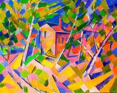 Houses in the Forest, Pablo Picasso, peinture à l'huile cubiste originale, prête à être accrochée