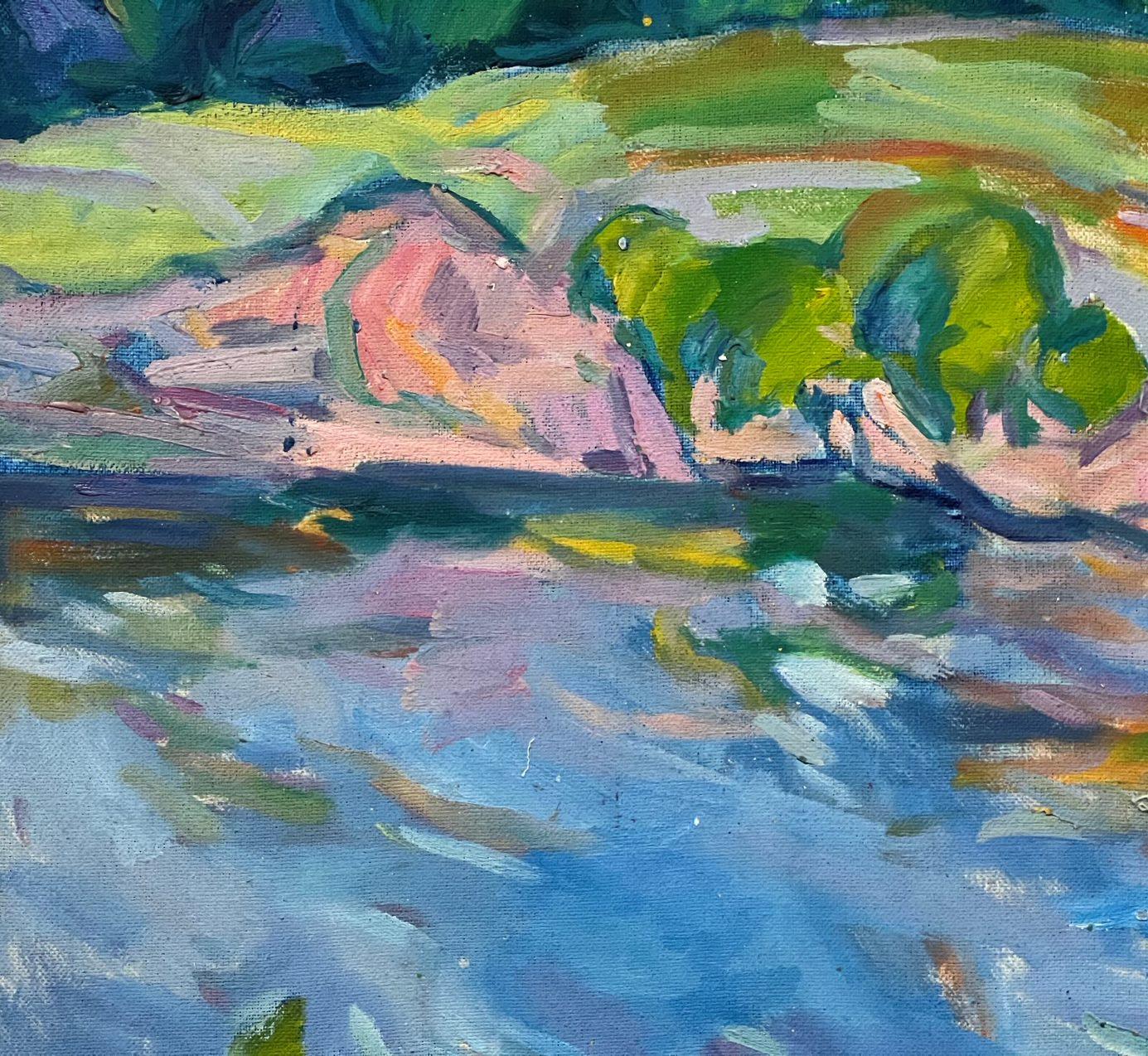 Lake View, Post Impressionism Paul Cézanne Original oil Painting, Ready to Hang For Sale 3