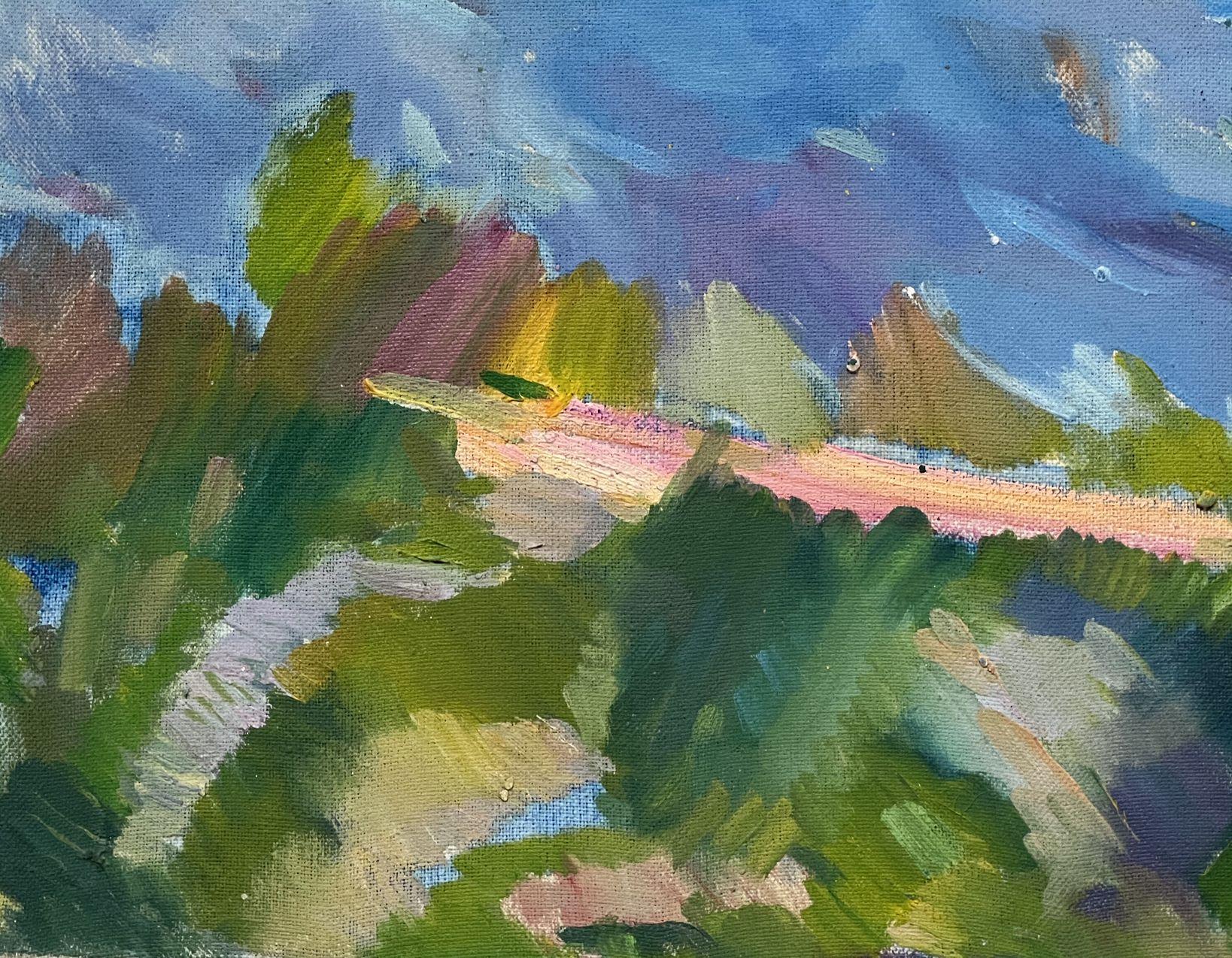 Seeansicht, Postimpressionismus Paul Cézanne Original Ölgemälde, hängefertig (Impressionismus), Painting, von Peter Tovpev